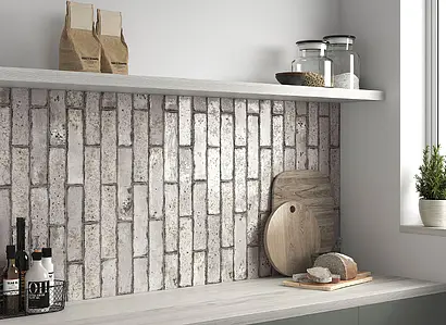 Background tile, Color grey, Glazed porcelain stoneware, 7x28 cm, Finish glossy