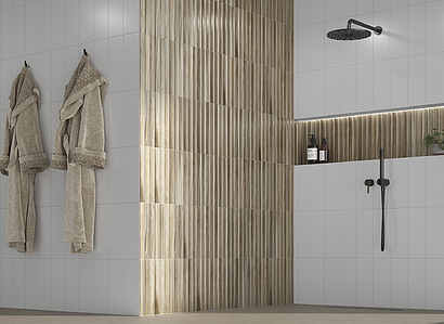 Background tile, Effect wood, Color brown, Ceramics, 12x35 cm, Finish matte