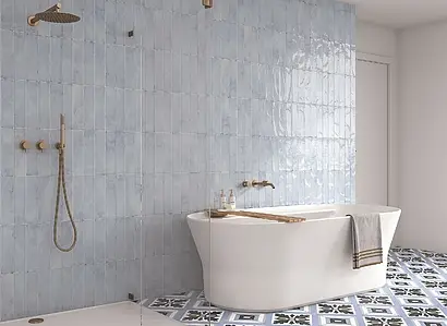 Background tile, Color sky blue, Ceramics, 7.5x30 cm, Finish glossy