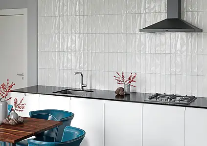 Background tile, Color white, Ceramics, 7.5x30 cm, Finish glossy