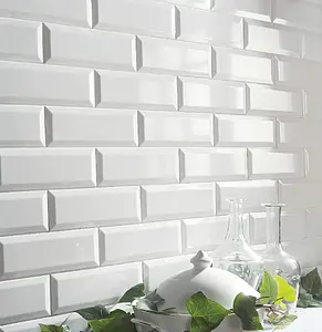 Background tile, Color white, Style metro, Ceramics, 7.5x22.5 cm, Finish glossy