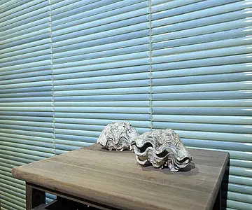 Background tile, Color sky blue, Ceramics, 12x35 cm, Finish 3D