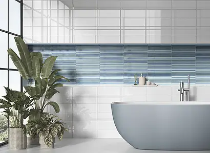 Background tile, Color sky blue, Ceramics, 12x35 cm, Finish 3D