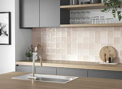 Background tile, Color beige, Style zellige, Glazed porcelain stoneware, 12x12 cm, Finish glossy