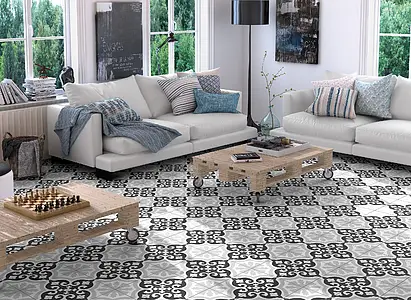 Background tile, Effect faux encaustic tiles, Color multicolor, Glazed porcelain stoneware, 20x20 cm, Finish matte