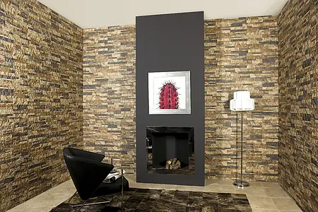 Background tile, Effect stone,other stones, Color brown, Ceramics, 10x50 cm, Finish matte