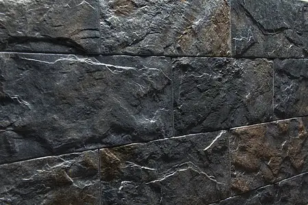 Azulejo de fundo, Efeito pedra,other stones, Cor preto, Cerâmica, 15x30 cm, Superfície mate