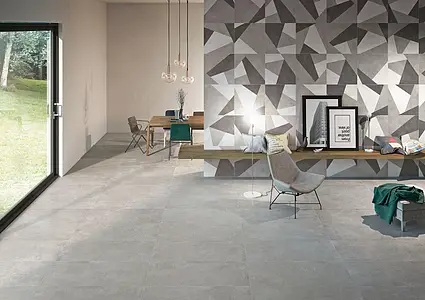 Piastrella di fondo, Effetto cemento, Colore grigio, Gres porcellanato smaltato, 60x120 cm, Superficie antiscivolo