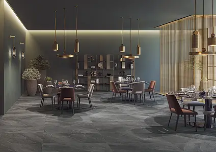 Background tile, Effect slate, Color black, Glazed porcelain stoneware, 60x120 cm, Finish antislip