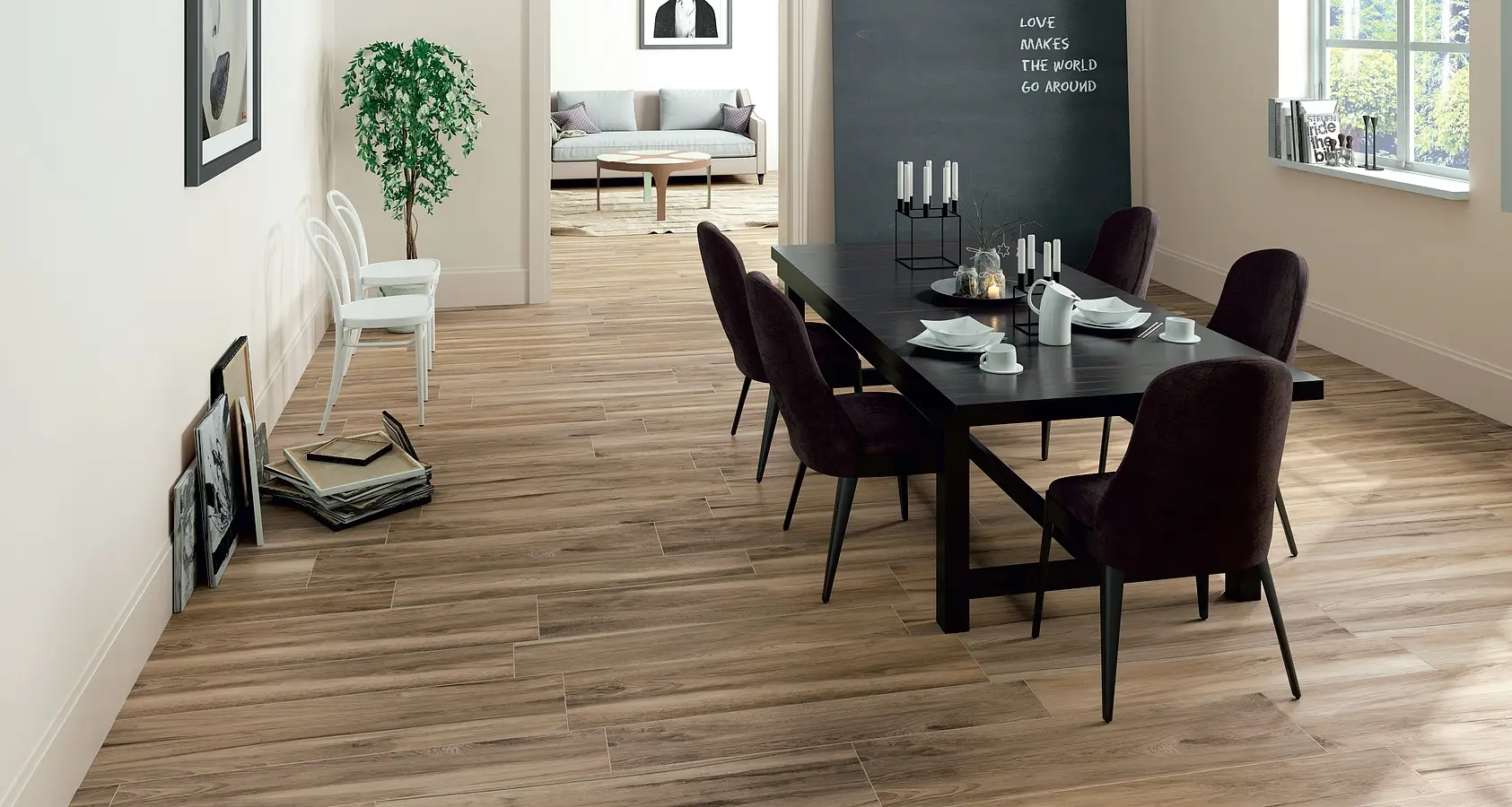 Background tile, Effect wood, Color brown, Glazed porcelain stoneware, 20x120 cm, Finish matte