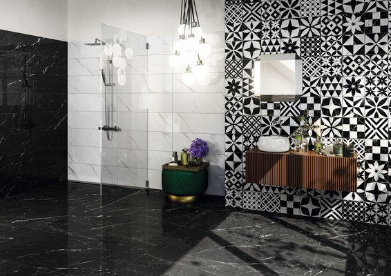 Rialto Porcelain Tiles produced by Mo.da Ceramica, Style patchwork, Stone effect