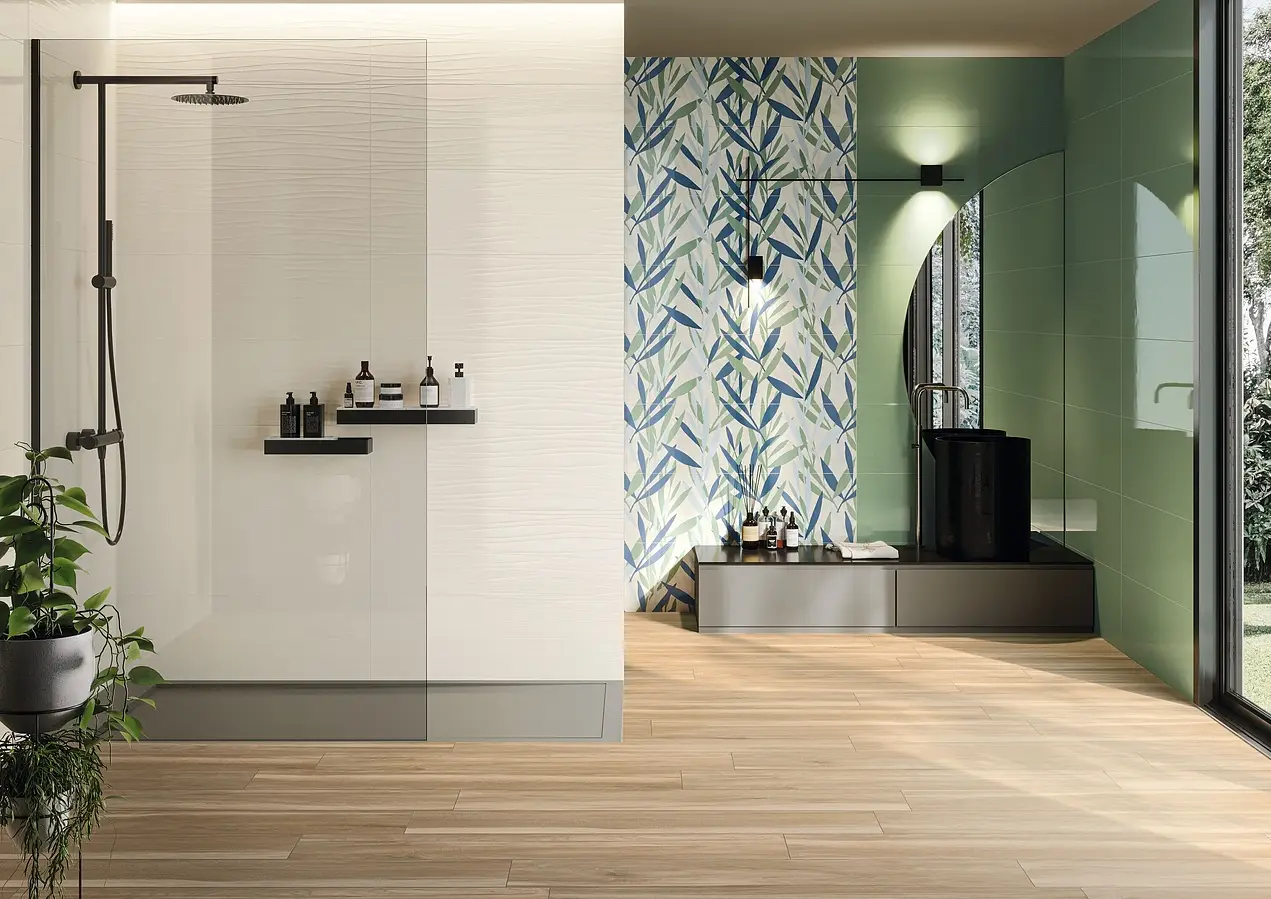 Background tile, Color white, Ceramics, 30x90 cm, Finish glossy