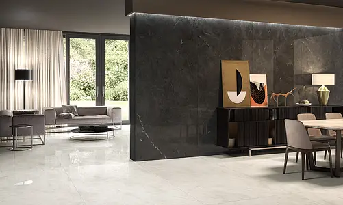 Background tile, Effect other stones, Color white, Glazed porcelain stoneware, 120x120 cm, Finish semi-polished