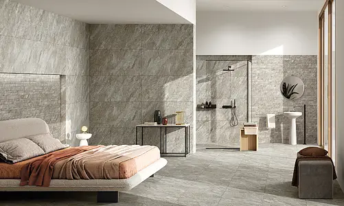 Background tile, Effect other stones, Color grey, Glazed porcelain stoneware, 60x120 cm, Finish antislip