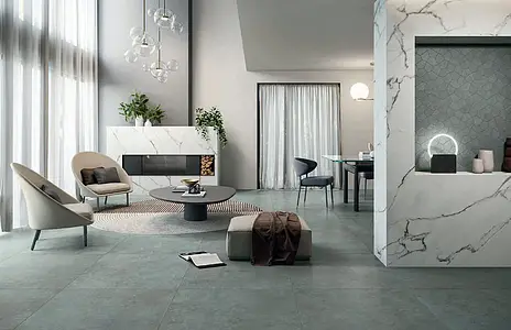 Background tile, Effect concrete, Color grey, Unglazed porcelain stoneware (color-body), 80x80 cm, Finish antislip