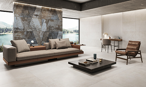 Background tile, Effect concrete, Color beige,white, Glazed porcelain stoneware, 120x120 cm, Finish antislip