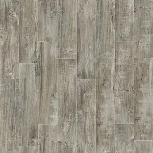 Carrelage, Effet bois, Teinte grise, Grès cérame émaillé, 23x100 cm, Surface antidérapante