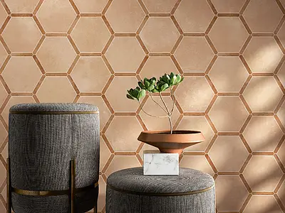 Background tile, Effect terracotta, Color brown, Glazed porcelain stoneware, 22x25 cm, Finish matte