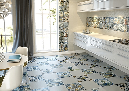 Antique Ceramic Tiles produced by Monopole Ceramica, Style patchwork, 