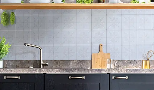 Background tile, Effect other marbles, Color white, Glazed porcelain stoneware, 18.7x18.7 cm, Finish matte