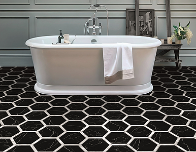 Background tile, Effect other marbles, Color black,black & white, Glazed porcelain stoneware, 22x25 cm, Finish matte