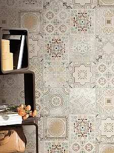 Background tile, Color multicolor, Style patchwork, Glazed porcelain stoneware, 18.7x18.7 cm, Finish matte