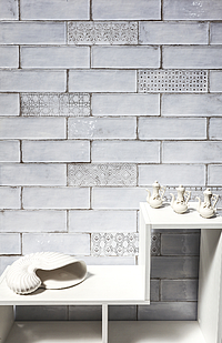 Background tile, Color grey, Ceramics, 10x30 cm, Finish glossy