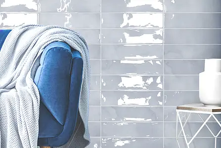 Background tile, Color sky blue, Style zellige, Ceramics, 7.5x30 cm, Finish glossy