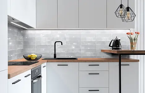 Background tile, Color grey, Style zellige, Ceramics, 7.5x30 cm, Finish glossy