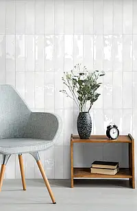 Background tile, Color white, Style zellige, Ceramics, 7.5x30 cm, Finish glossy