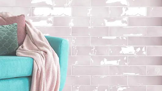 Background tile, Color pink, Style zellige, Ceramics, 7.5x30 cm, Finish glossy