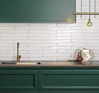 Background tile, Color white, Ceramics, 5x40 cm, Finish glossy