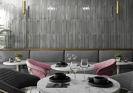 Background tile, Color grey, Ceramics, 5x40 cm, Finish glossy