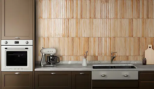 Background tile, Color beige, Ceramics, 5x40 cm, Finish glossy