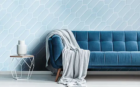 Background tile, Effect unicolor, Color sky blue, Ceramics, 10x30 cm, Finish glossy