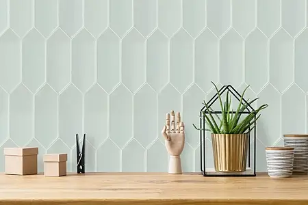 Background tile, Effect unicolor, Color green, Ceramics, 10x30 cm, Finish glossy