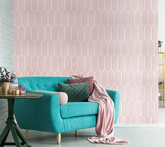 Azulejo base, Efecto monocolor, Color rosa, Cerámica, 10x30 cm, Acabado brillo