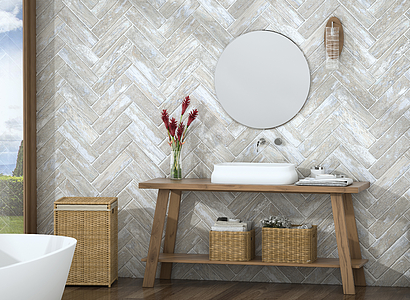 Background tile, Effect wood, Color grey,white, Glazed porcelain stoneware, 7.5x28 cm, Finish matte