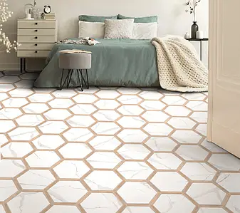 Background tile, Effect wood,other marbles, Color white, Glazed porcelain stoneware, 22x25 cm, Finish matte