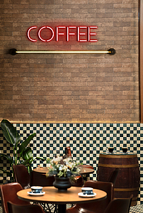 Background tile, Effect brick, Color brown, Glazed porcelain stoneware, 7.5x28 cm, Finish matte