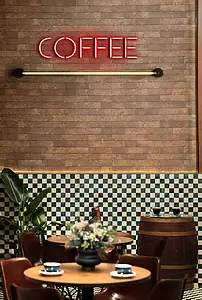 Background tile, Effect brick, Color brown, Glazed porcelain stoneware, 7.5x28 cm, Finish matte