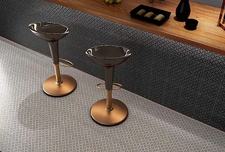 Background tile, Color black & white, Glazed porcelain stoneware, 18.7x18.7 cm, Finish matte