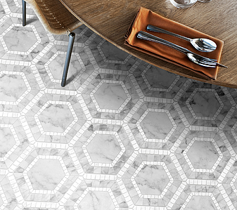 Mosaic effect tiles, Effect other marbles, Color grey, Glazed porcelain stoneware, 22x25 cm, Finish matte