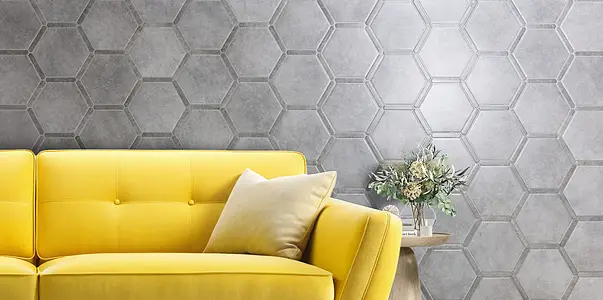 Background tile, Effect concrete, Color grey, Glazed porcelain stoneware, 22x25 cm, Finish matte