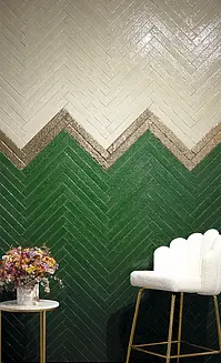 Carrelage, Teinte verte, Céramique, 5x40 cm, Surface brillante