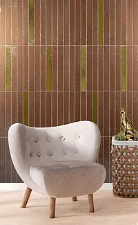 Carrelage, Teinte brune, Céramique, 5x40 cm, Surface brillante