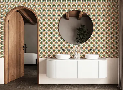 Background tile, Effect other marbles, Color green,brown,multicolor, Style oriental,zellige, Glazed porcelain stoneware, 22.3x22.3 cm, Finish matte
