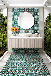 Background tile, Effect other marbles, Color green,beige,multicolor, Style oriental,zellige, Glazed porcelain stoneware, 22.3x22.3 cm, Finish matte