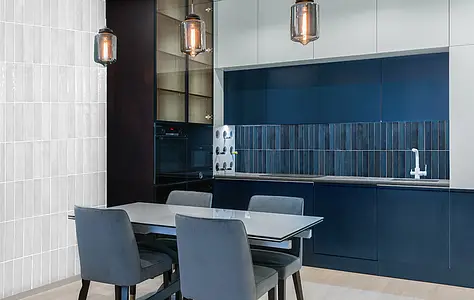 Background tile, Color navy blue, Style zellige, Ceramics, 7.5x30 cm, Finish glossy