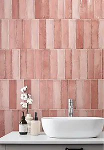 Background tile, Color pink, Style zellige, Ceramics, 7.5x30 cm, Finish glossy
